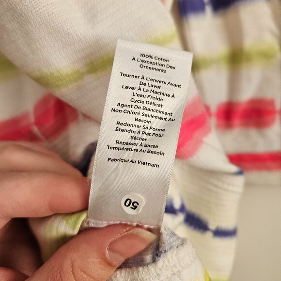 T by‎ Talbots Women's Size XL Tie Dye Striped White Shirt 3/4 Sleeve - Picture 5 of 10